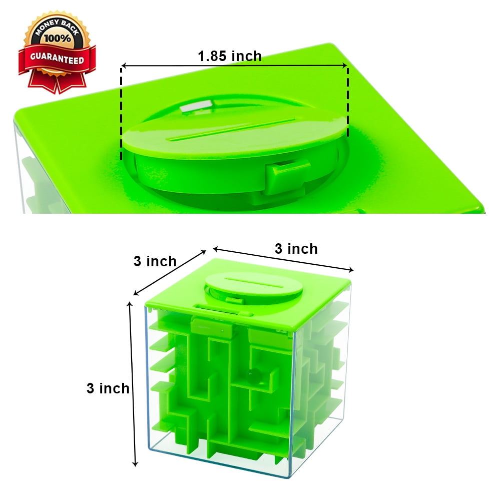 3D Cube puzzle money maze bank saving coin collection case box fun brain ga Fg